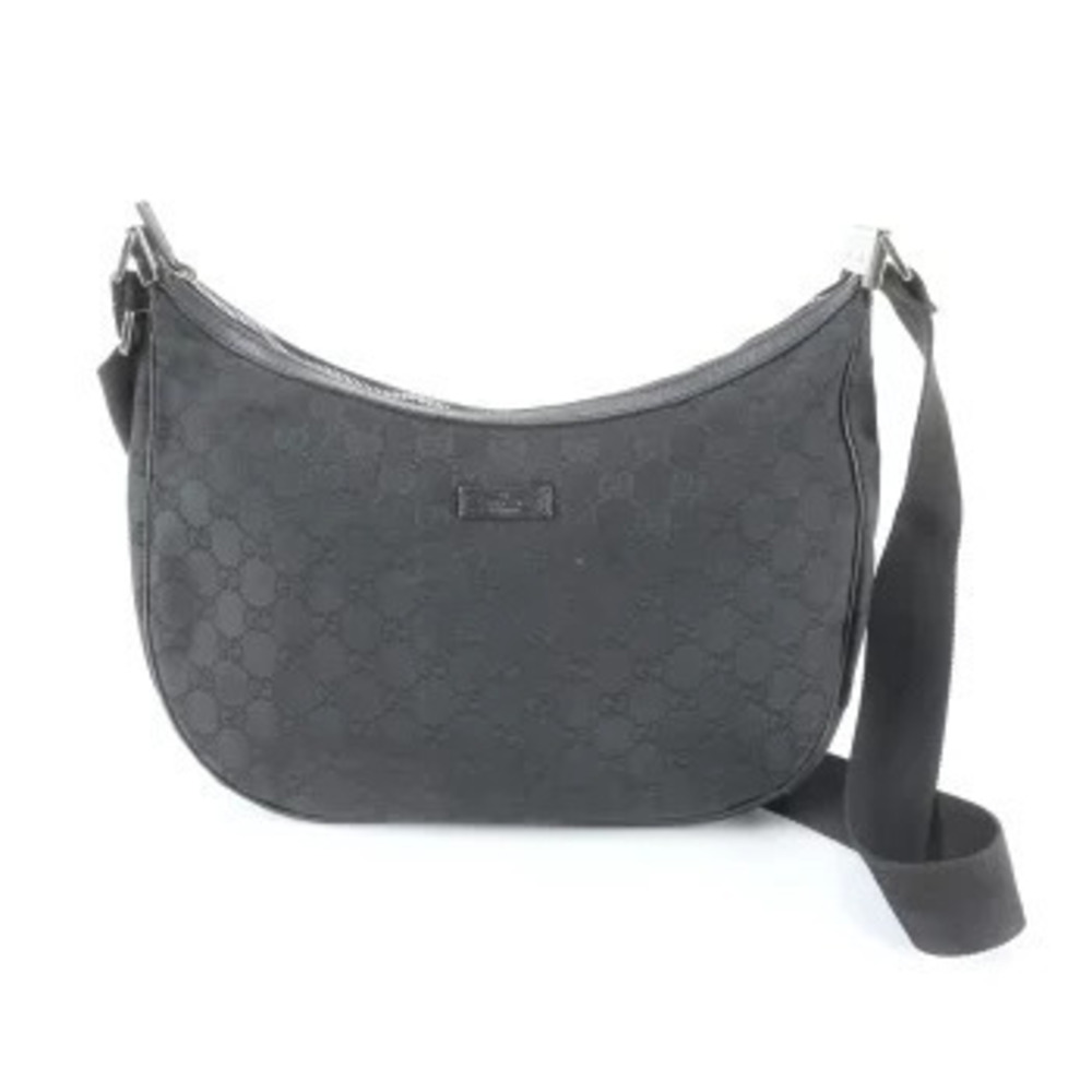 Gucci Web Stripe GG Canvas Leather Tote 2Way Crossbody Bag Black